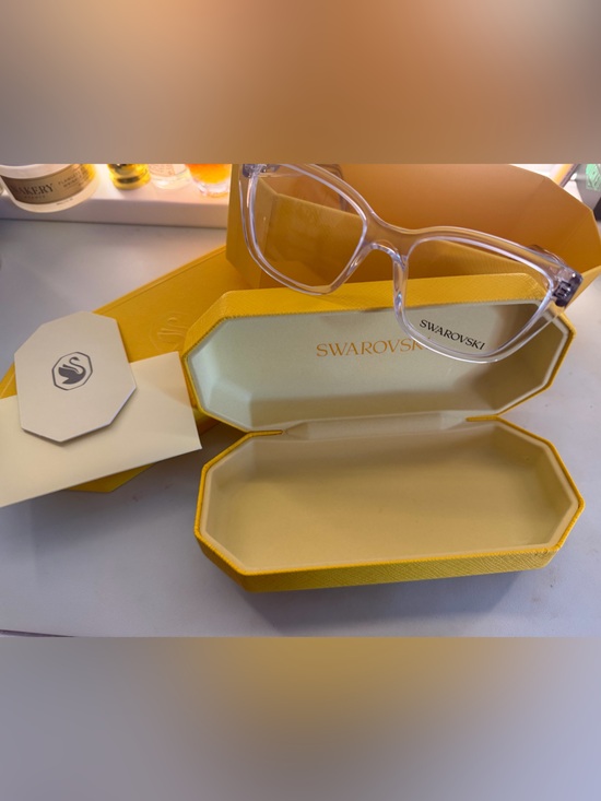 Swarovski Accessories - Swarovski Clear Frame Glasses with Yellow Case